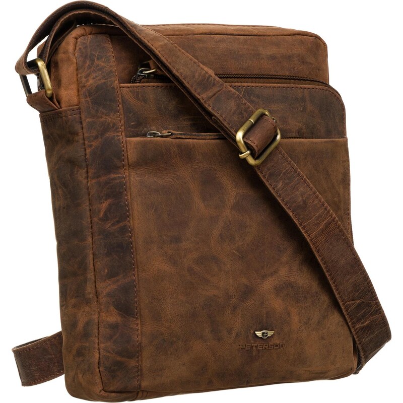 Pánska kožená crossbody taška v hnedej farbe s viacerými priehradkami 66171333
