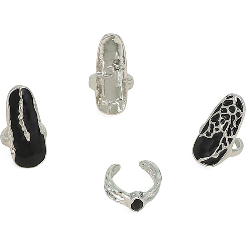 SOHI Prsteň Kavitha čierna / strieborná 66172180