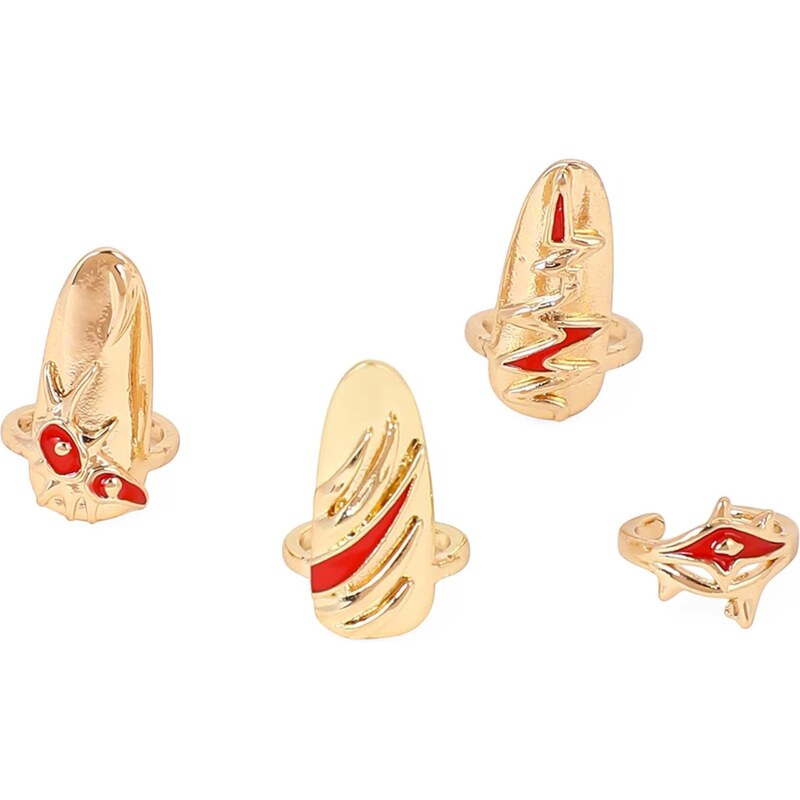 SOHI Prsteň Anusha zlatá / červená 66172183