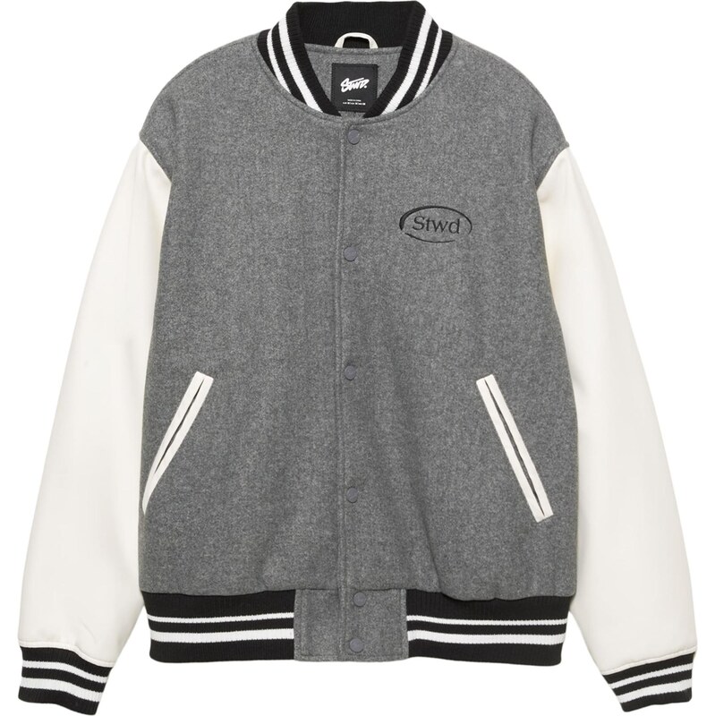 Pull&Bear Prechodná bunda STWD kamenná / čierna / biela 66173503