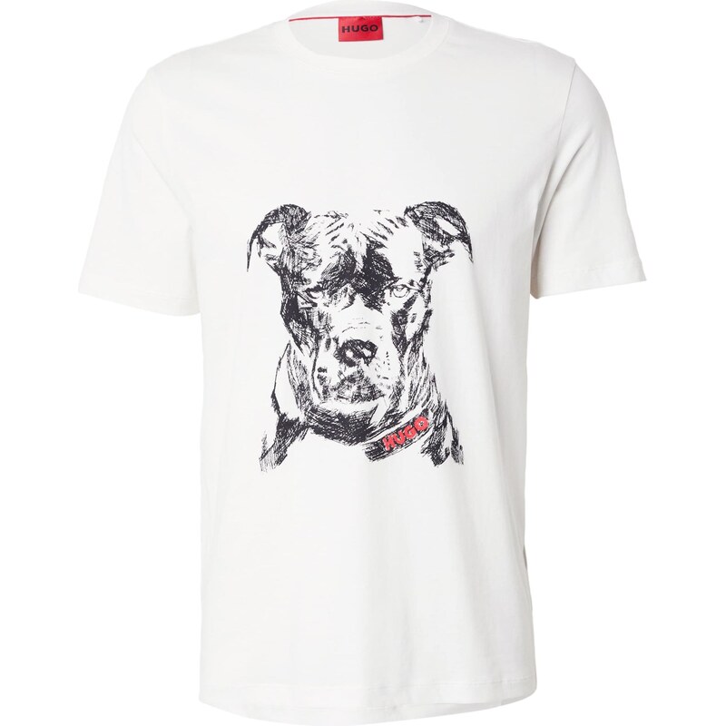 HUGO Tričko Dubrox slonová kosť / červená / čierna 66173618