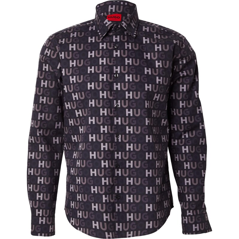 HUGO Košeľa Ermo tmavošedá / sivobéžová / svetlosivá / čierna 66173635