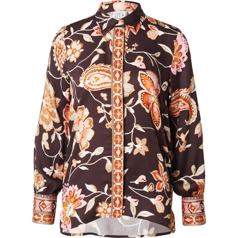 Emily Van Den Bergh Blúzka čokoládová / pastelovo zelená / 66173699