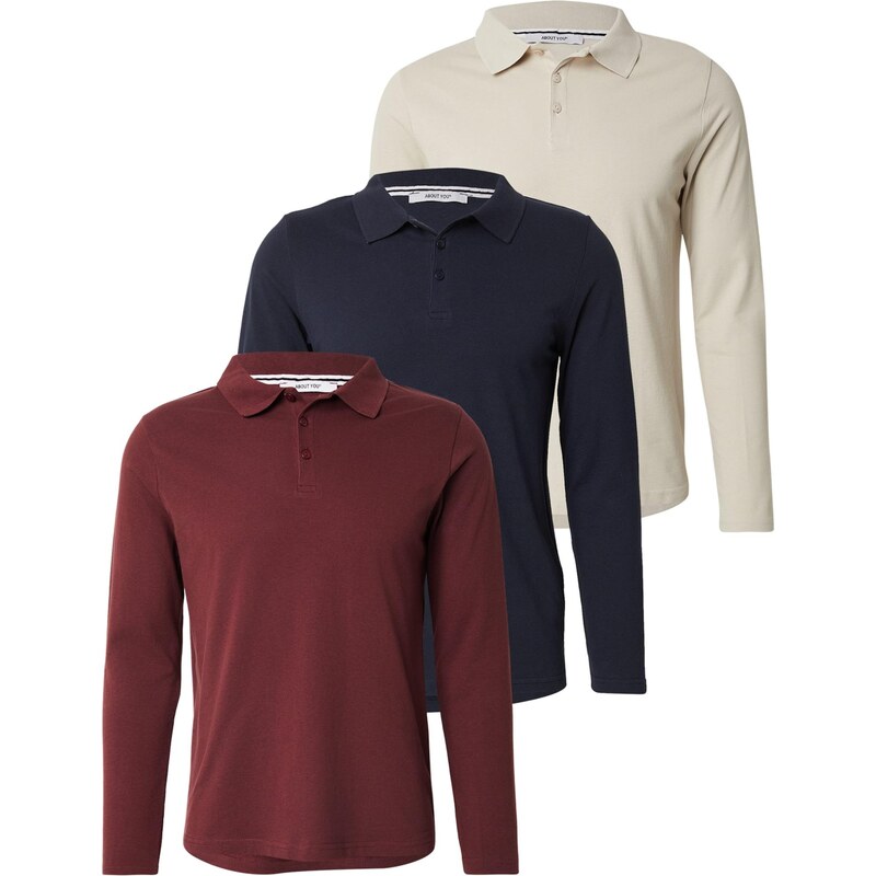 ABOUT YOU Tričko Ramon krémová / tmavomodrá / pastelovo červená 66173700