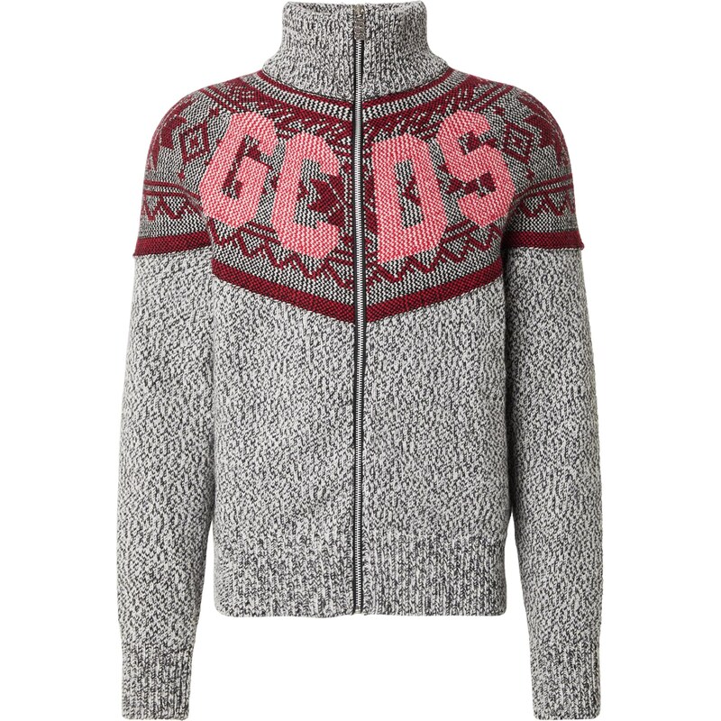 GCDS Kardigán SNOW tmavosivá / pastelovo oranžová / červená 66173737