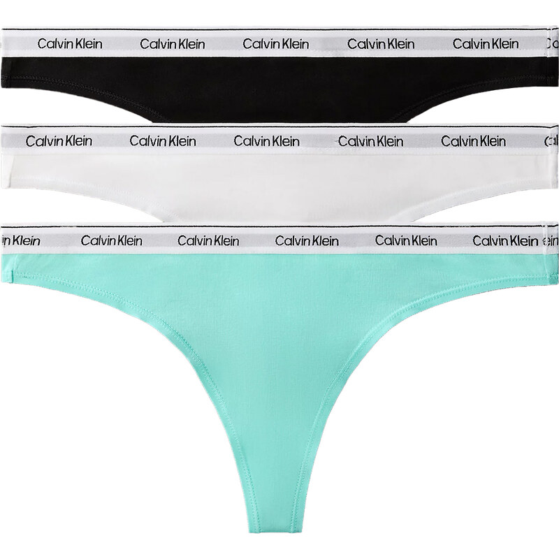 CALVIN KLEIN - tangá 3PACK Icon logo stretch cotton black & beau blue 66177843