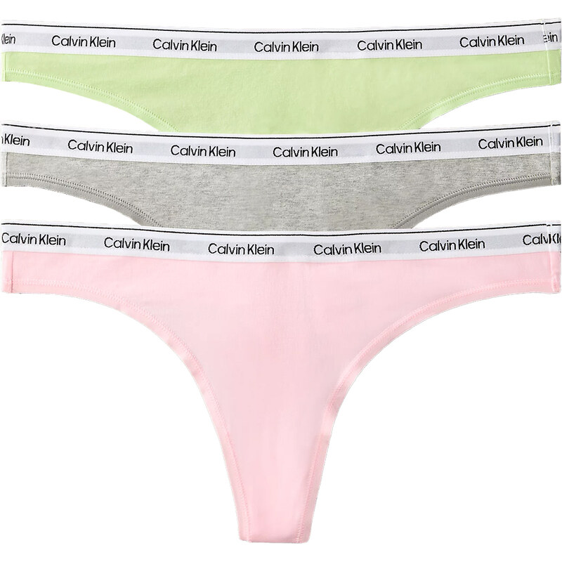 CALVIN KLEIN - tangá 3PACK Icon logo stretch cotton pink & high green 66177844