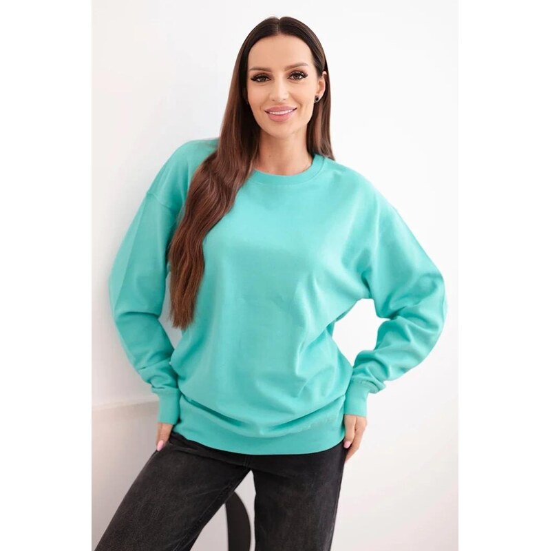 MladaModa Bavlnená mikina bez kapucne HIT03 mentolová 66178036