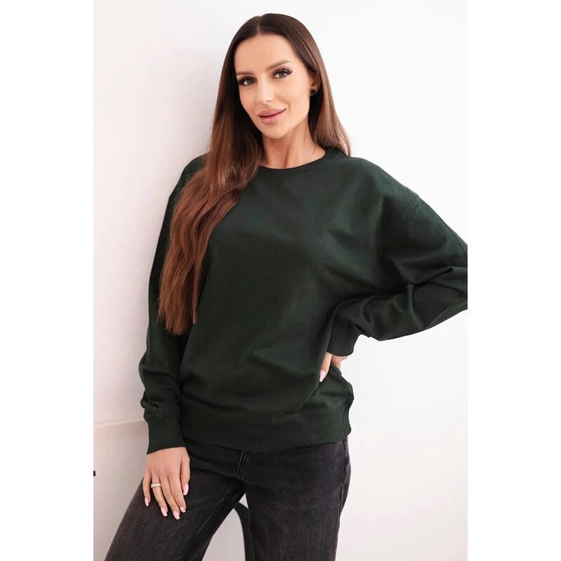 MladaModa Bavlnená mikina bez kapucne HIT03 tmavozelená 66178038