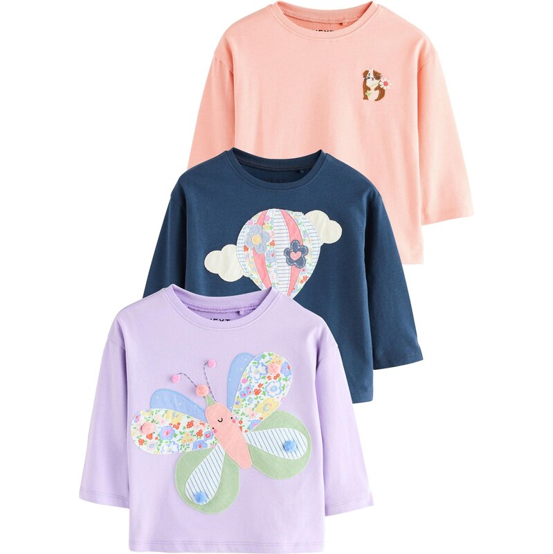 Next Tričko námornícka modrá / levanduľová / púdrová / biela 66179490