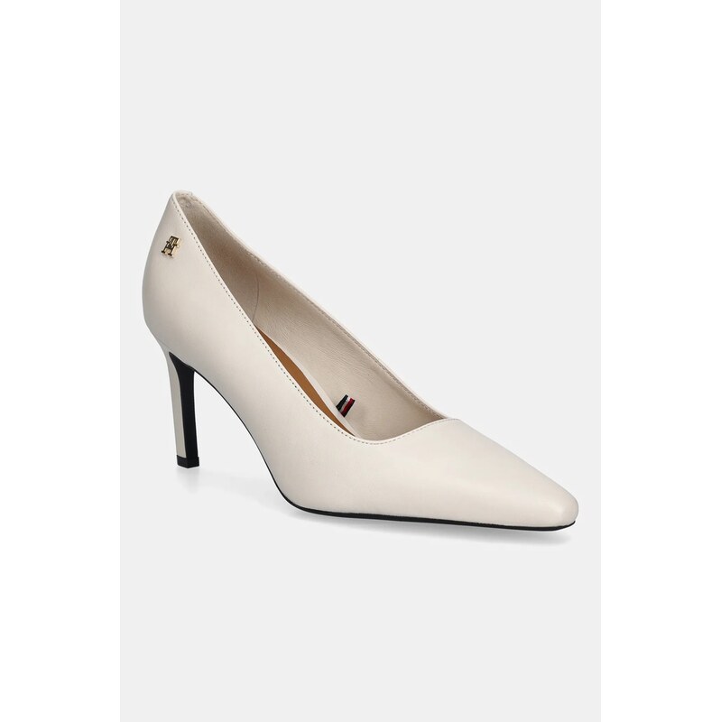 Kožené lodičky Tommy Hilfiger TH LOGO LTH PUMP SLANTED HL 66708544