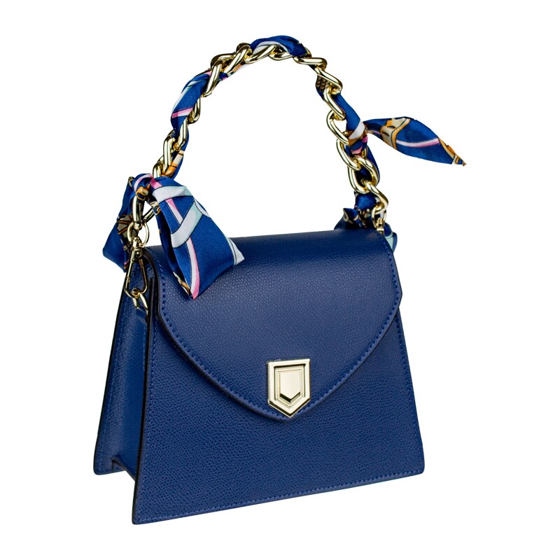 Modrá kožená talianska crossbody kabelka Virginia Bluette NovaKabelka 66185706