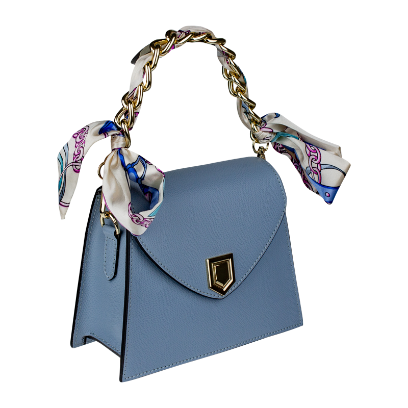 Modrá kožená talianska crossbody kabelka Virginia Blu Chiara 66185708