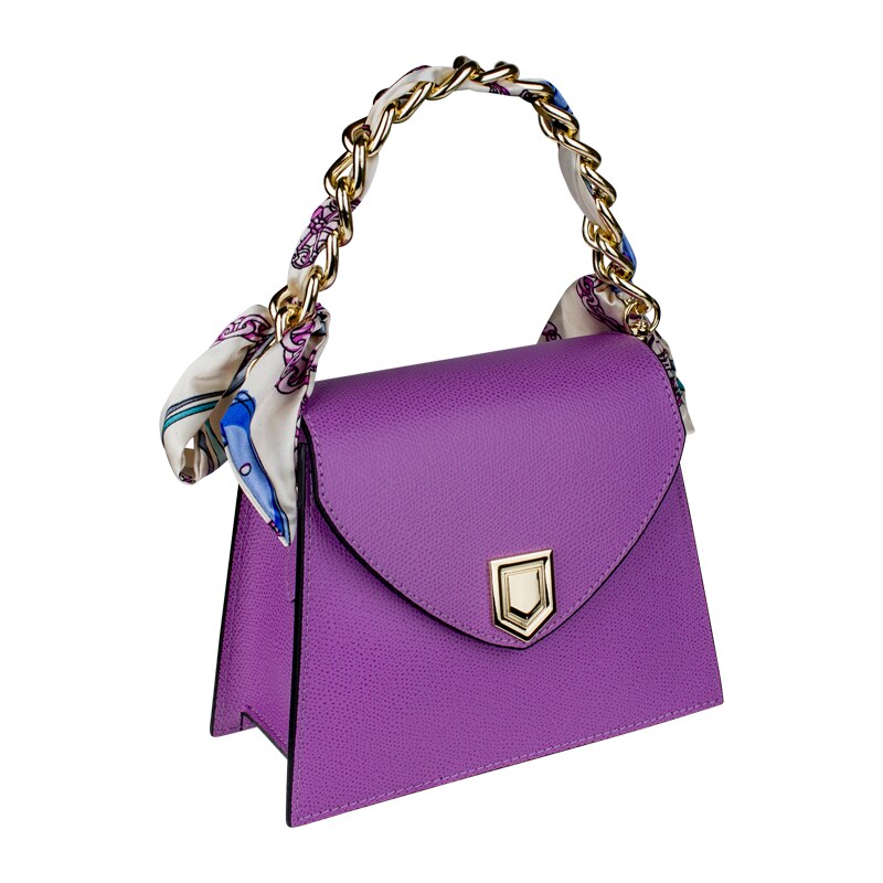 Fialová kožená talianska crossbody kabelka Virginia Viola Chiara 66185707