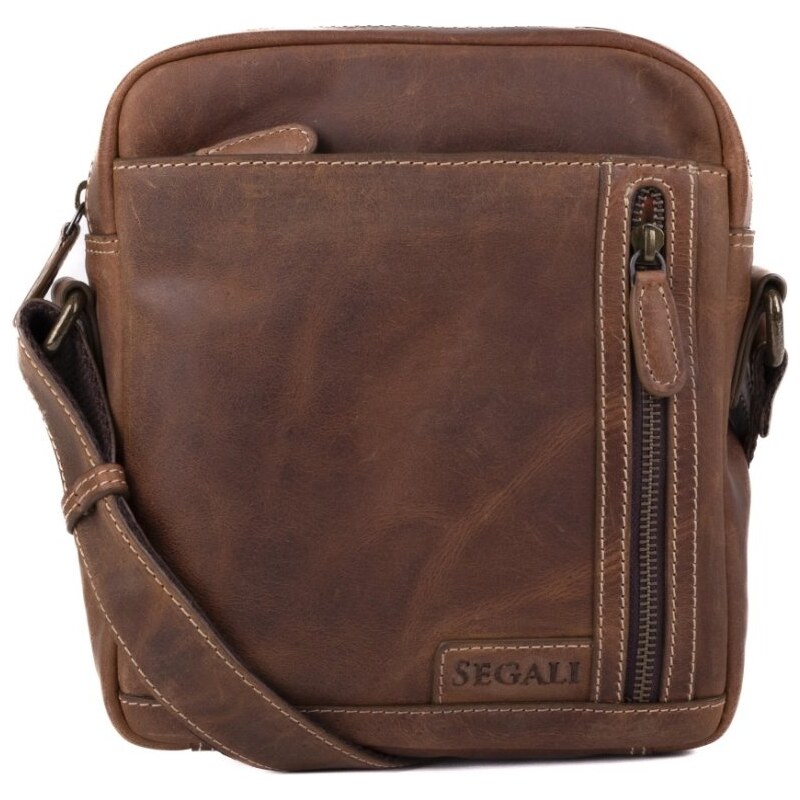 SEGALI Pánska kožená taška cez rameno 23322 hnedá 66186215