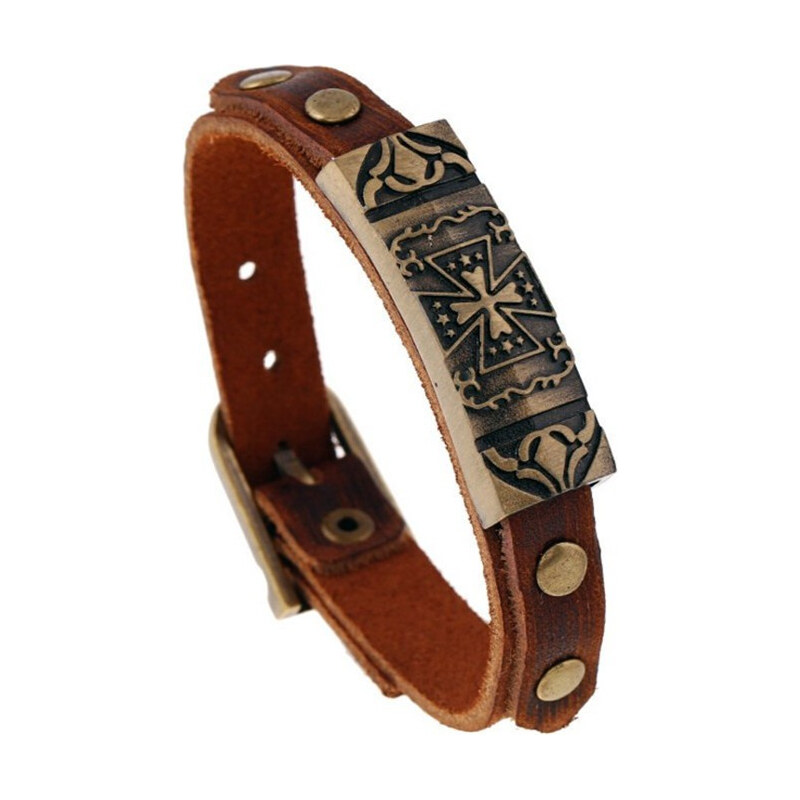 Lodestar Kožený náramok s nitovými cvočkami 20.5 cm Hnedý 65228266