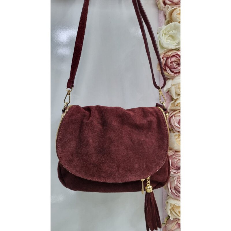Katrins Fashion Trendy bordová crossbody kabelka Italy 66187088