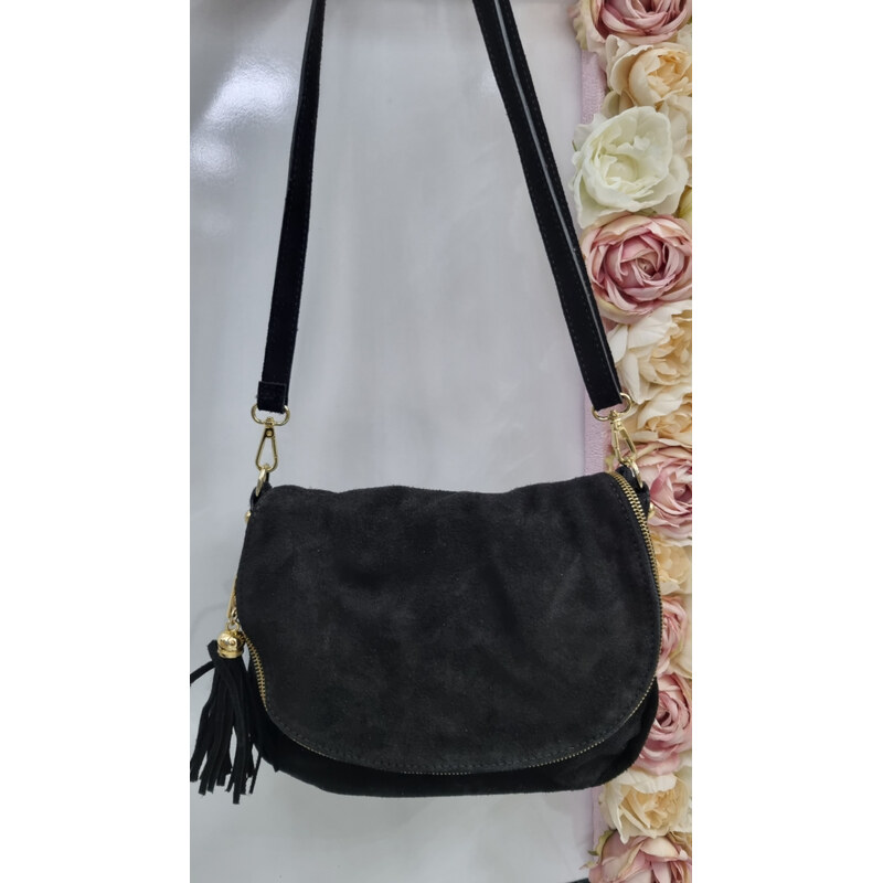 Katrins Fashion Trendy čierna crossbody kabelka Italy 66187089
