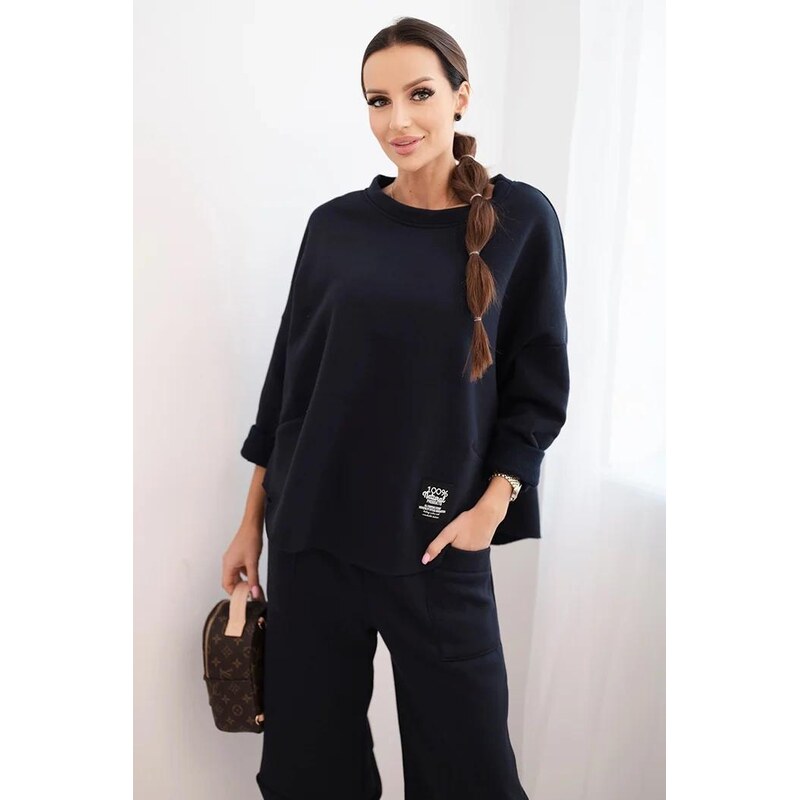 MladaModa Zateplená tepláková súprava so širokými nohavicami model 67908222