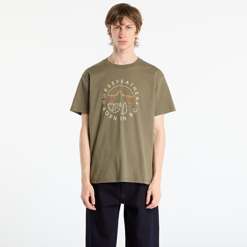 Tričko Horsefeathers Line Circle T-Shirt Burnt Olive XXL 66187258