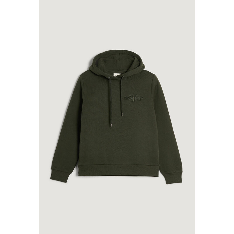 MIKINA GANT REG TONAL SHIELD HOODIE GREEN LAGOON 66188424