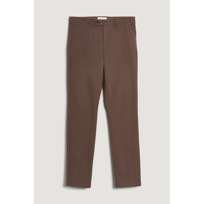 NOHAVICE GANT SLIM COTTON HERRINGBONE PANTS RICH BROWN 65300295