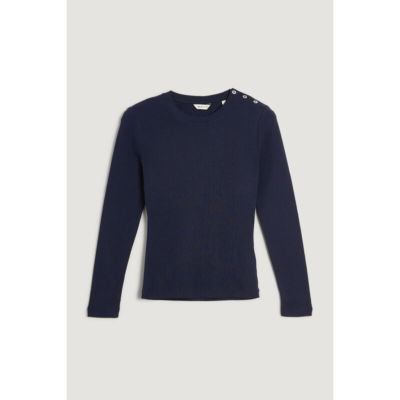 TRIČKO GANT SLIM COTTON BUTTON LS T-SHIRT EVENING BLUE 66188427