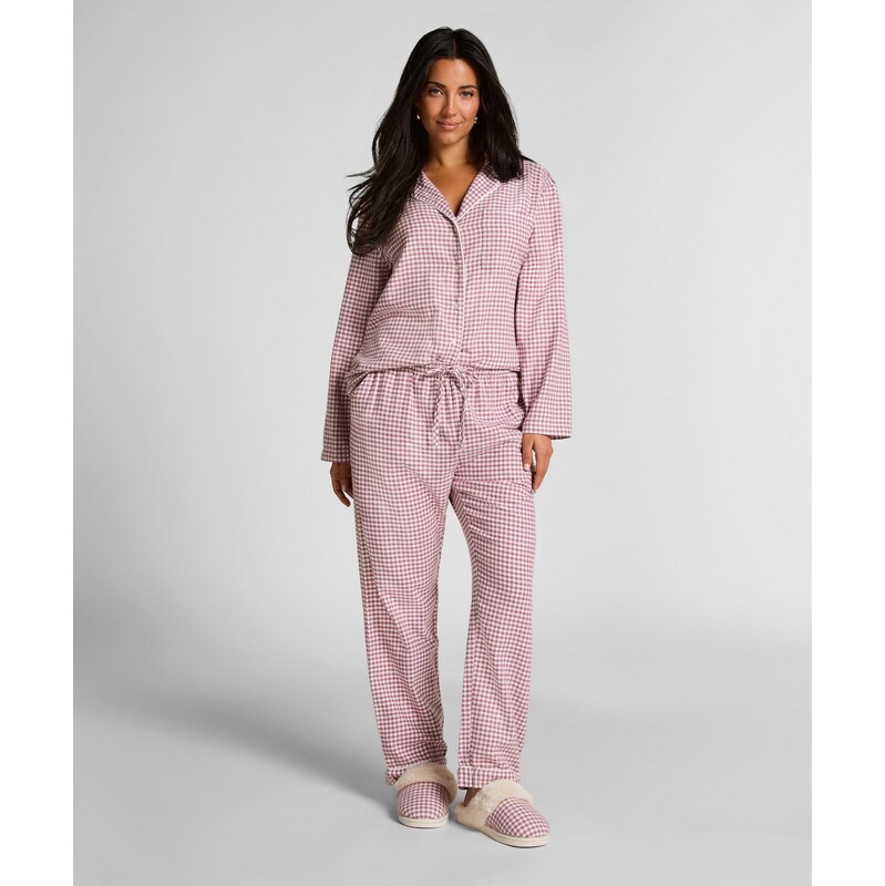 Hunkemöller Pyžamové nohavice farba lesného ovocia / biela 66189987