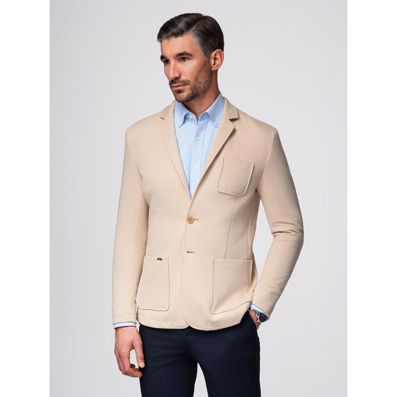 Ombre Mens SLIM knit jacket with subtle texture - beige 64980432