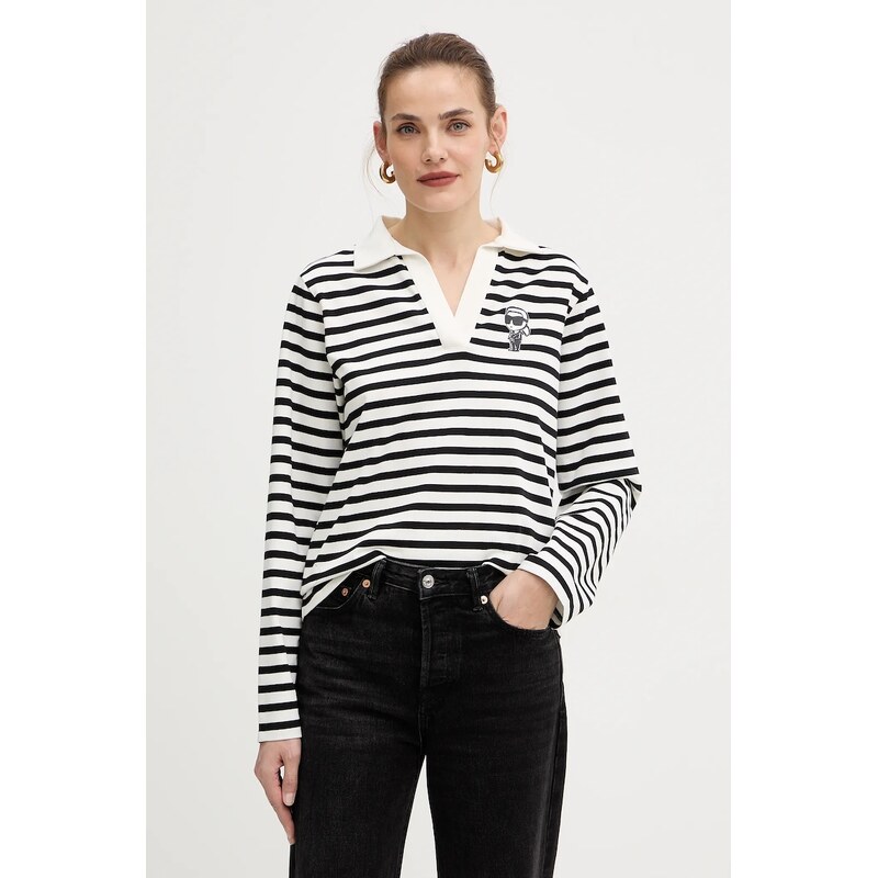 Bavlnené tričko s dlhým rukávom Karl Lagerfeld IKON 66514127