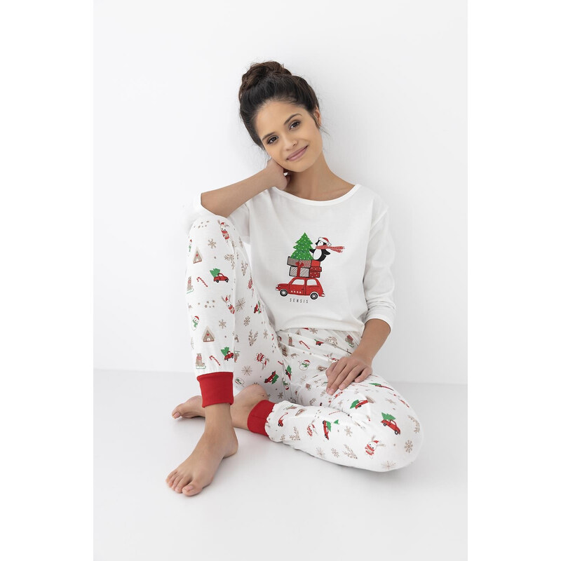 Sensis Dámske pyžamo Lillian Christmas | ecru Sen_Lil 66198106