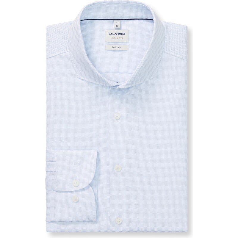 Pánska belasá košeľa s káro štruktúrou OLYMP body fit 66198211