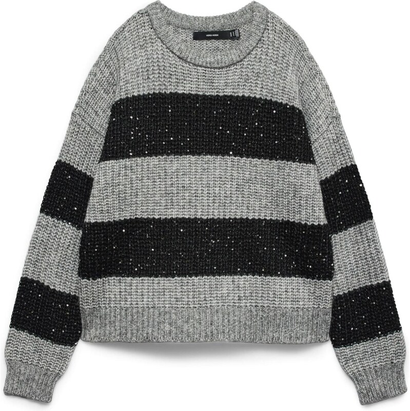 VERO MODA Sveter VMSparkle sivá melírovaná / čierna 66201656