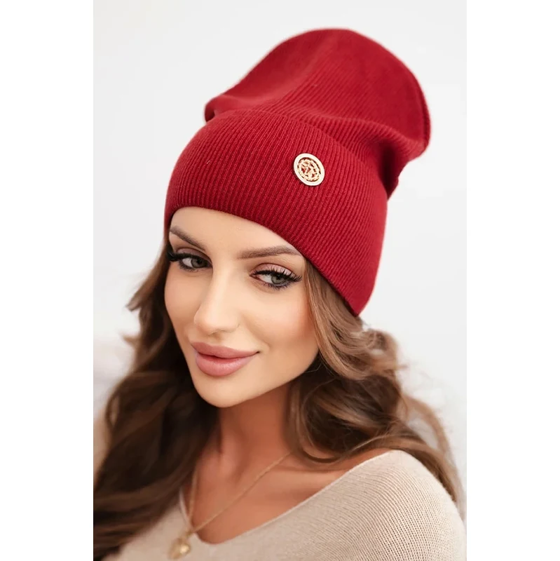 Polski Kesi Dámska prúžkovaná čiapka z modalu a viskózy s ozdobným 66200205