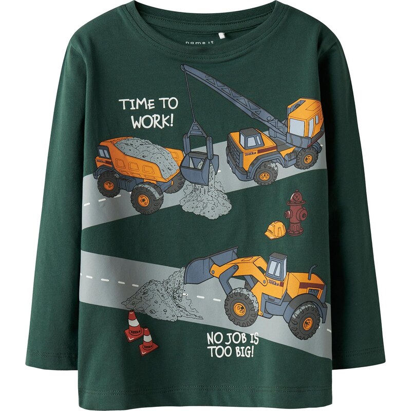 NAME IT Tričko NMMofek Tonka sivá / tmavozelená / oranžová / biela 66222614