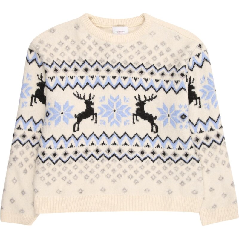 Vero Moda Girl Sveter VMSANTANORDIC béžová / svetlomodrá / čierna 66223103