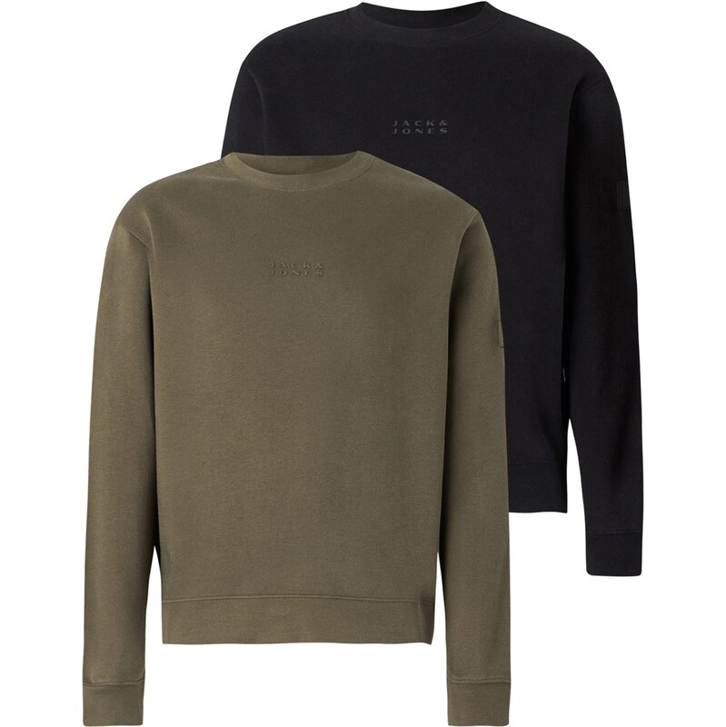 JACK & JONES Mikina JCOPOINT kaki / čierna 66203232