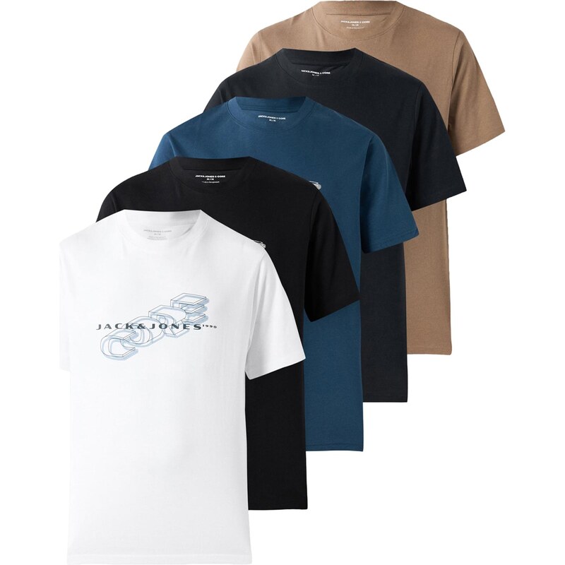 JACK & JONES Tričko JCOFUSION námornícka modrá / tmavošedá / čierna / 66203253