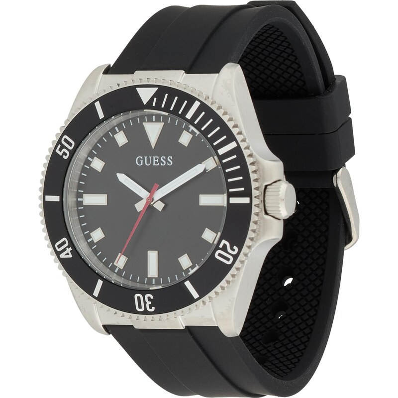 GUESS Analógové hodinky čierna / strieborná 66203310