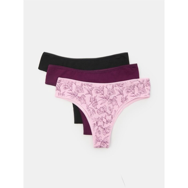 Sinsay - Súprava 3 brazílskych nohavičiek - viacfarebná 66208271