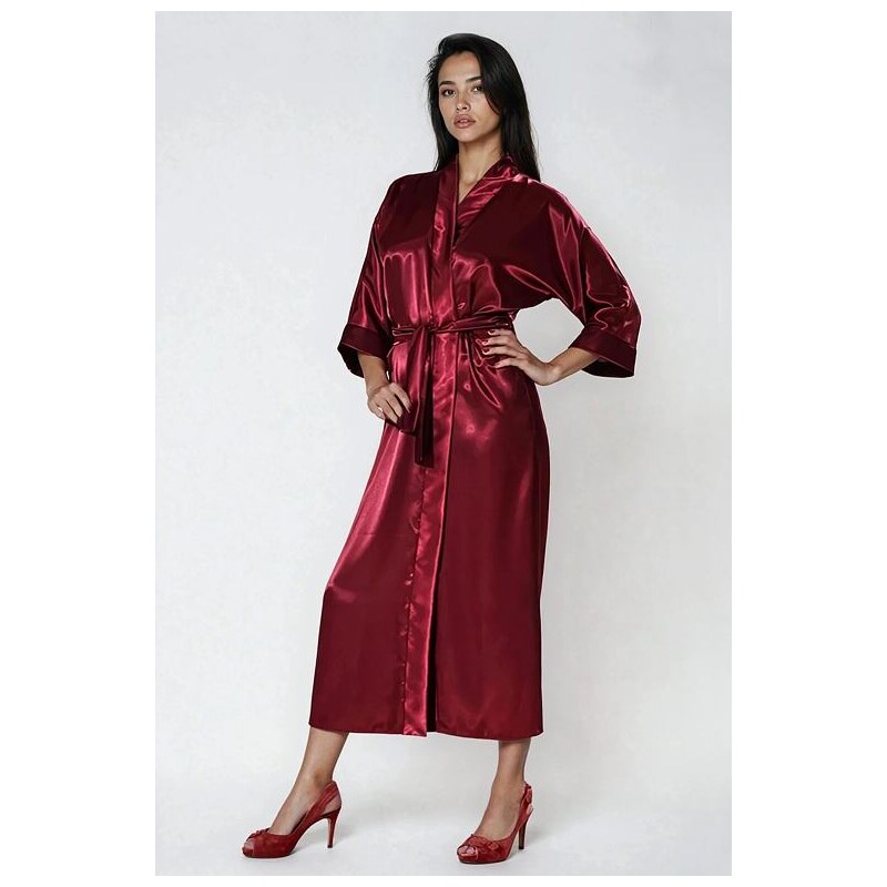 DKaren Dámsky saténový župan 130 vínový 5536128