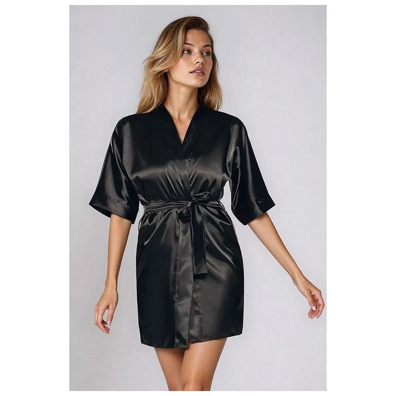 DKaren Saténový dámsky župan 90 čierny 5536217