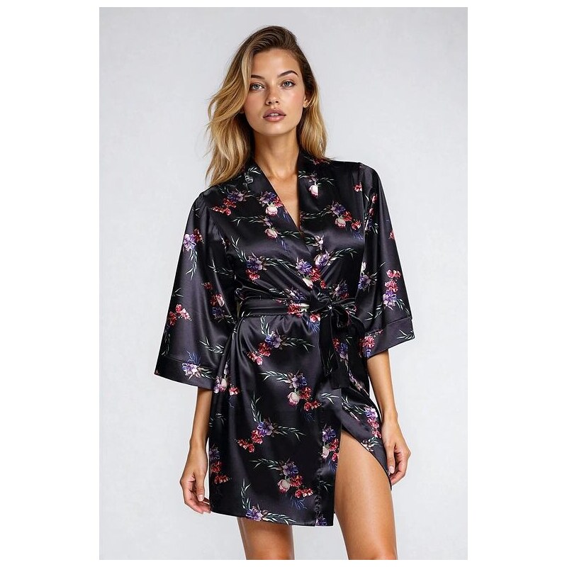 DKaren Dámsky saténový župan 90 flowers 9 18093835