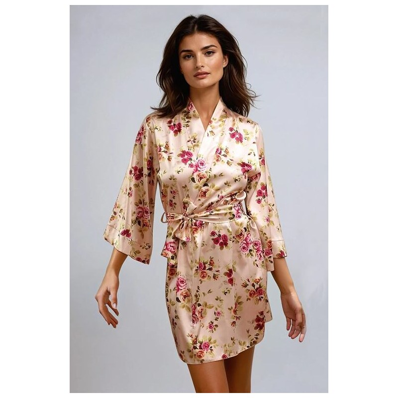 DKaren Dámsky saténový župan 90 flowers 4 18066651