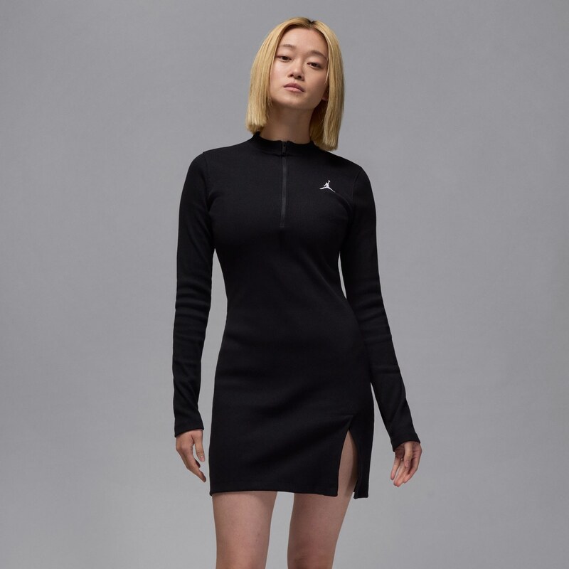 Jordan Wmns 1/2-Zip Long-Sleeve Knit Dress Black - Dámske - Šaty 66361625