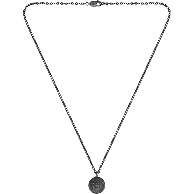 Hugo Boss Pánsky čierny náhrdelník z ocele Double B 1580762 66585531