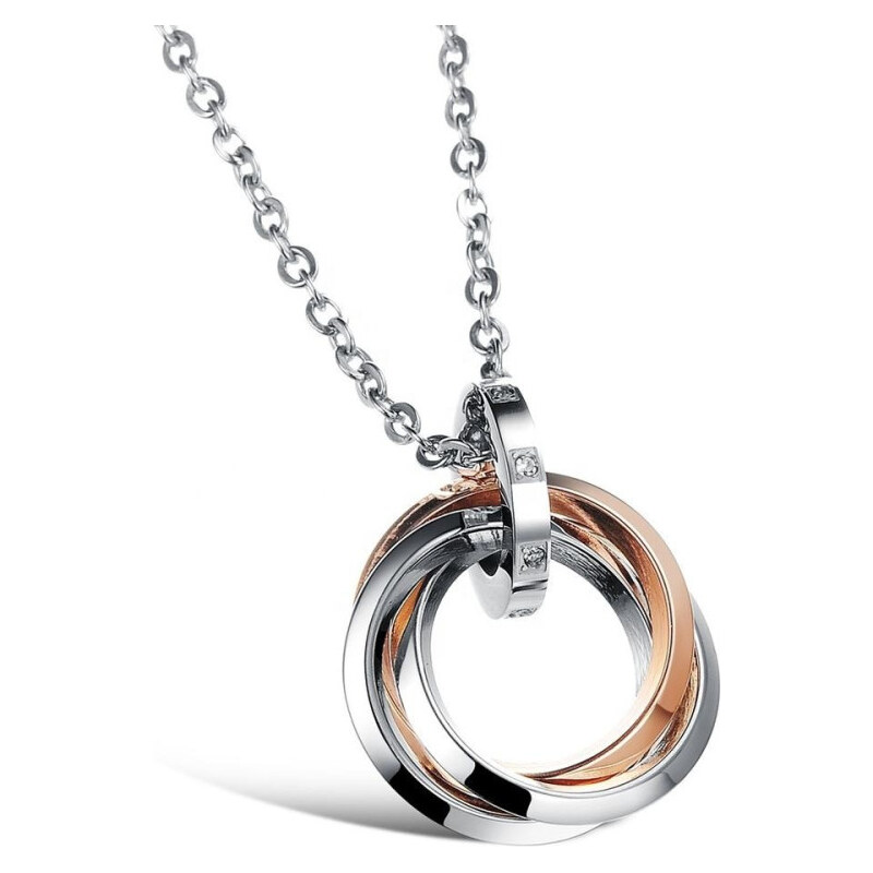 Impress Jewelry Prívesok z nerezovej ocele Krúžky sa zirkónmi Ružový 65222645