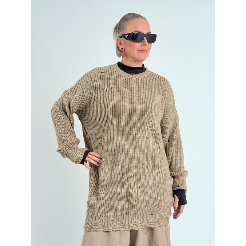 Voga Móda Cappuccino dlhý sveter ROSS 66211347