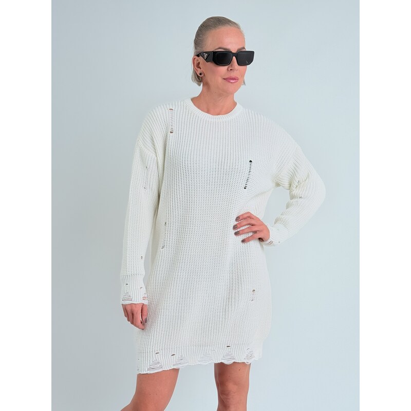 Voga Móda Krémový dlhý sveter ROSS 66211373