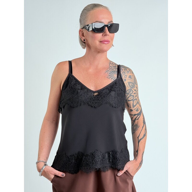 LA DIVA MIA Čierne tielko s čipkou PATTY 66211389